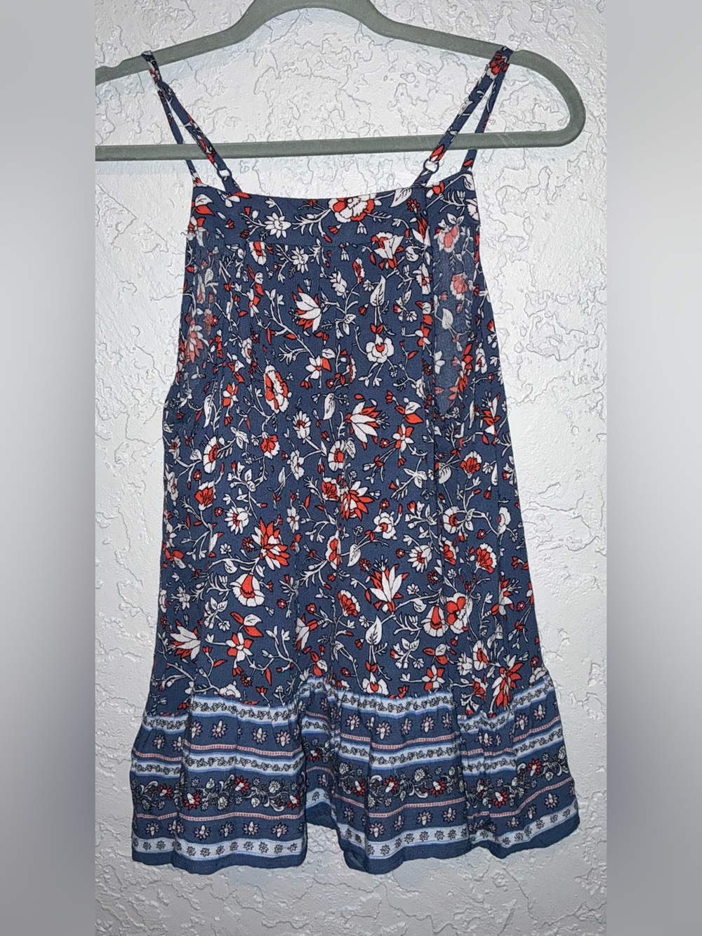 Old Navy Blue Floral with Red and White Blossoms Tank - Picture 5 of 9